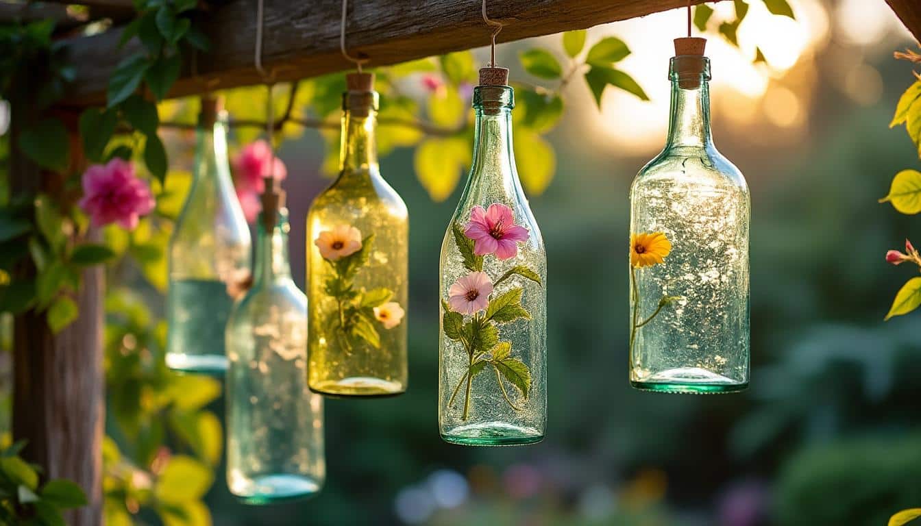 Idées de décoration de jardin avec des bouteilles recyclées
