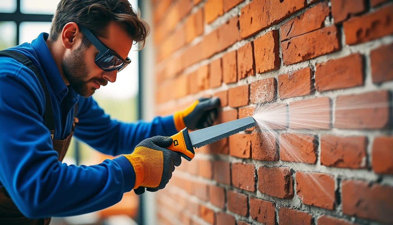 Illustration: Les étapes essentielles pour découper proprement un mur en brique avec une scie sabre