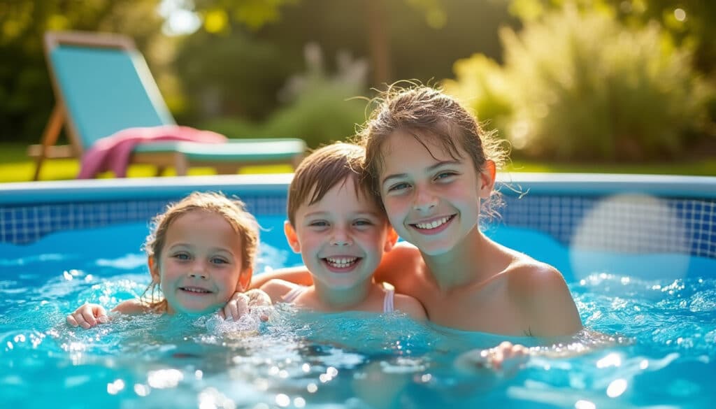 Piscine hors sol en acier 1m32 : robustesse et design pour votre jardin